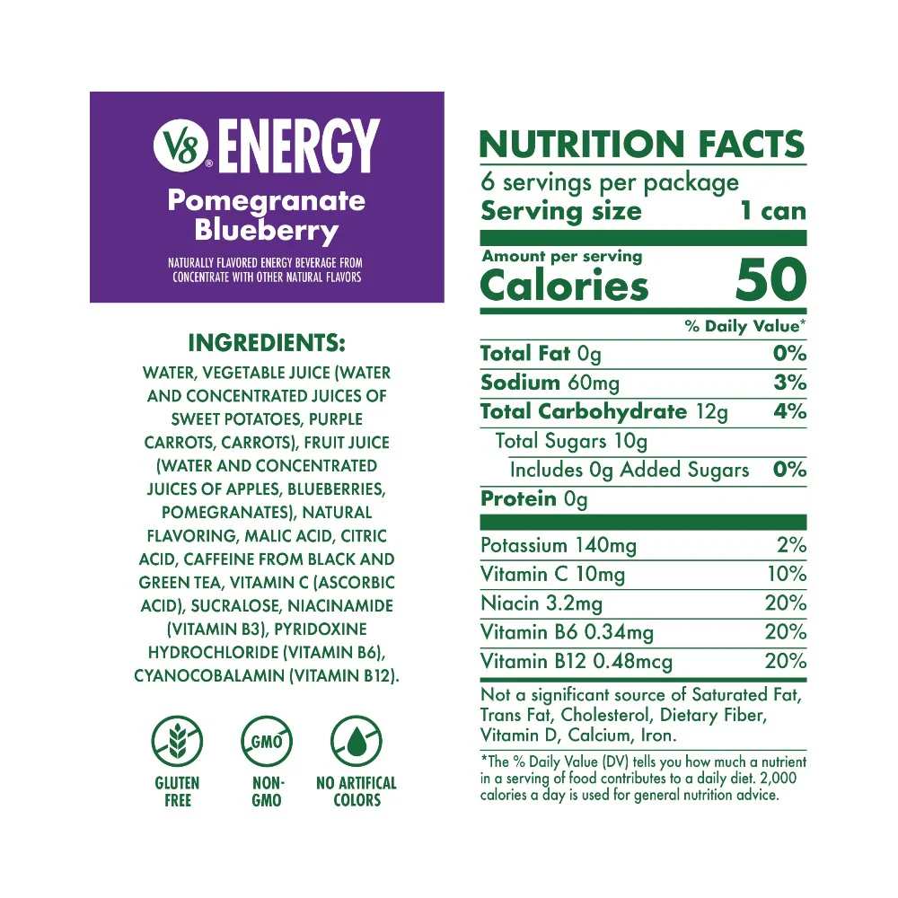 V8 Energy Pomegranate Blueberry 8oz (237ml) - Image 4