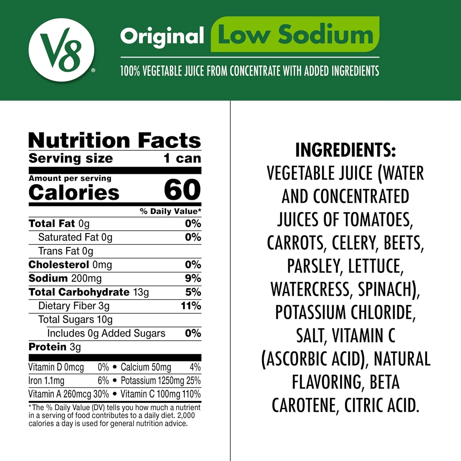 V8 Original Vegetable Juice Low Sodium 11.5oz (340ml) - Image 3