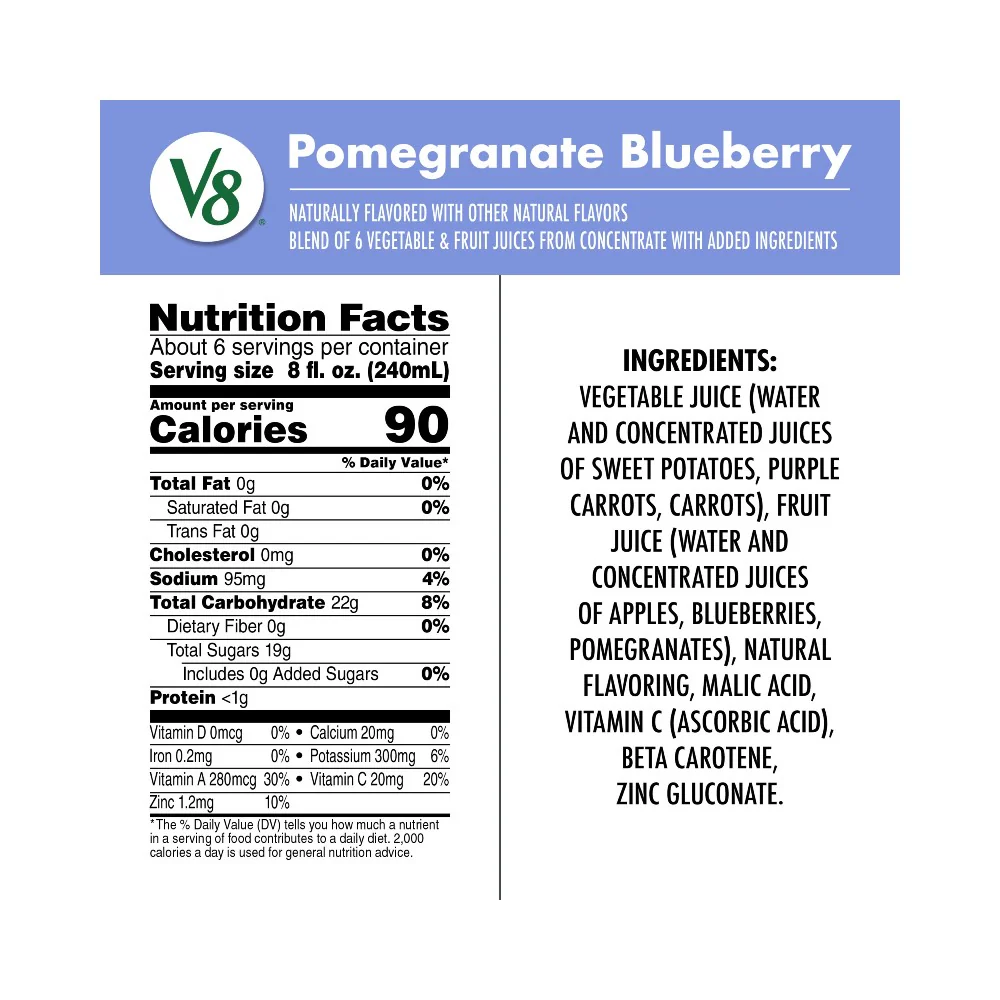 V8 Vegetable Juice Pomegranate Blueberry 46oz (1.36L) - Image 5