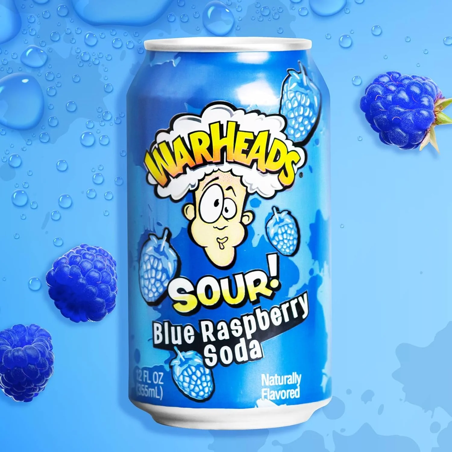 Warheads Blue Raspberry Sour Soda 12oz (355ml) - Image 4