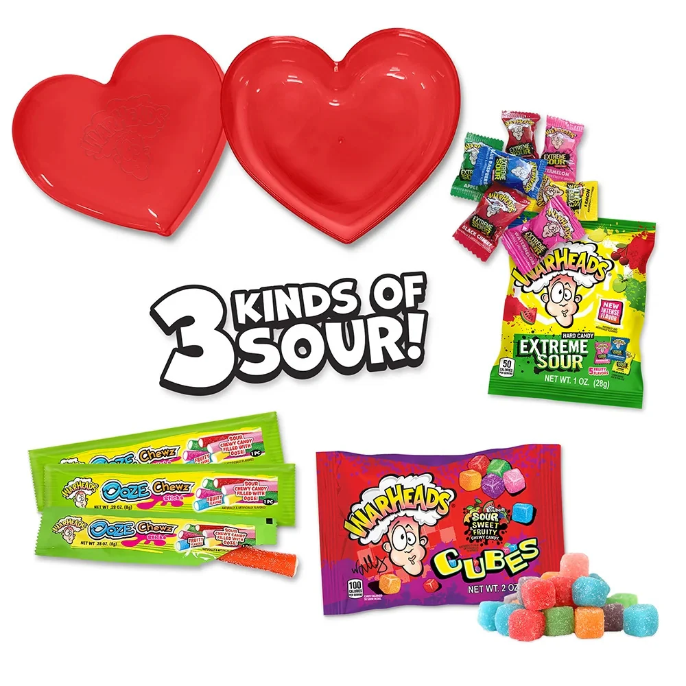 Warheads Sour Scrambler Assorted Sour Valentines Candy Heart 3.85oz (105g) - Image 2