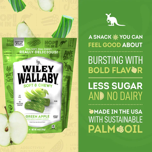Wiley Wallaby Green Apple Licorice 7.05oz (200g) - Image 3